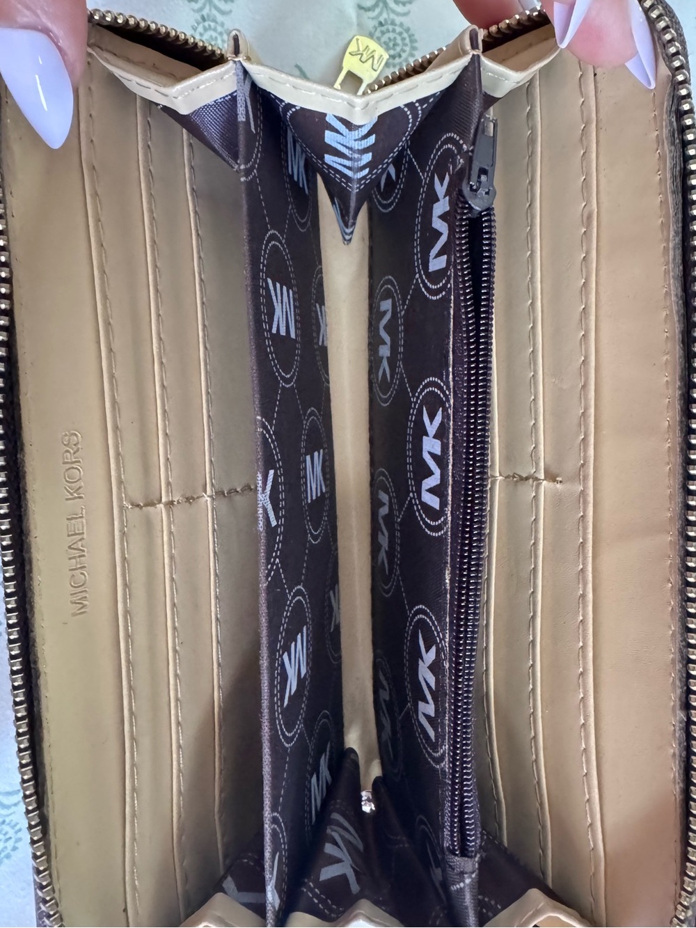 Michael Kors Croc-Embossed Zip Wallet - Deep Burgundy with Gold Logo - Picture 3 of 3